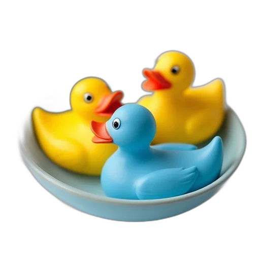 food, 3d render, photorealistic, underwater, three, yellow, blue, plastic transparent PNG cut-out