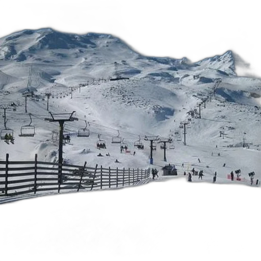 photorealistic, snow, snowy, ski, resort, chairlift, system, people transparent PNG cut-out