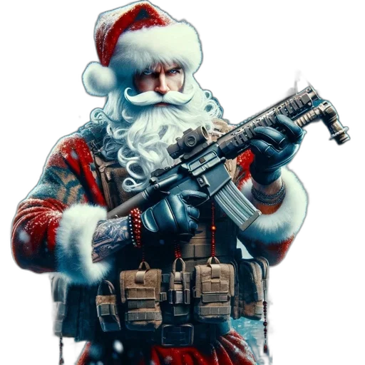 weapon, concept art, pixel art, 3d render, unconventional, santa, garbed, red transparent PNG cut-out