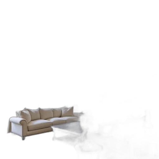 furniture, 3d render, concept art, photorealistic, fog, fire, earth tones, monochrome transparent PNG cut-out