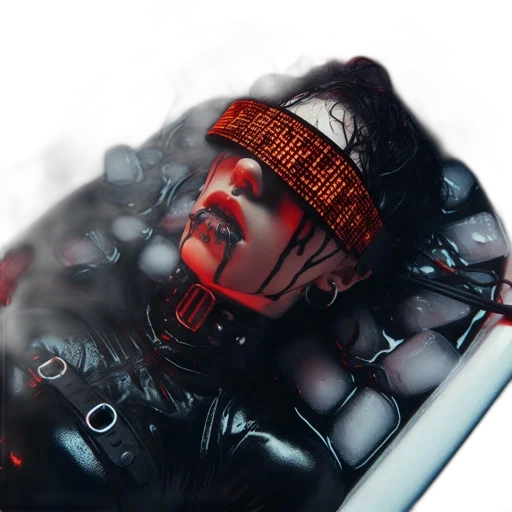 mask, jacket, hat, robot, cyberpunk, 3d render, photorealistic, concept art transparent PNG cut-out