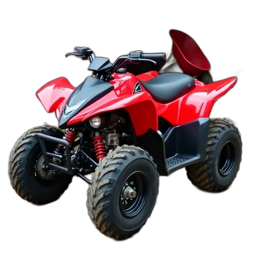 3d render, photorealistic, red, black, all-terrain, vehicle, atv, parked transparent PNG cut-out