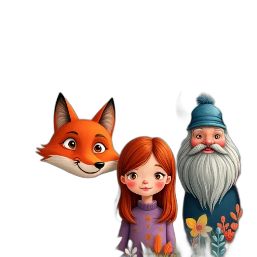 3d render, concept art, fantasy art, cartoon, snow, fire, forest, colorful transparent PNG cut-out