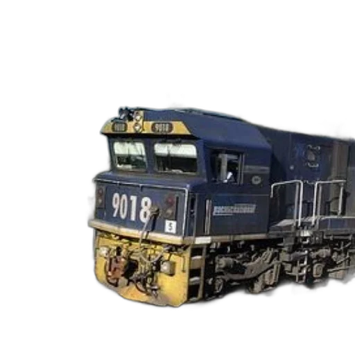 3d render, photorealistic, concept art, blue, yellow, train, number, 9018 transparent PNG cut-out