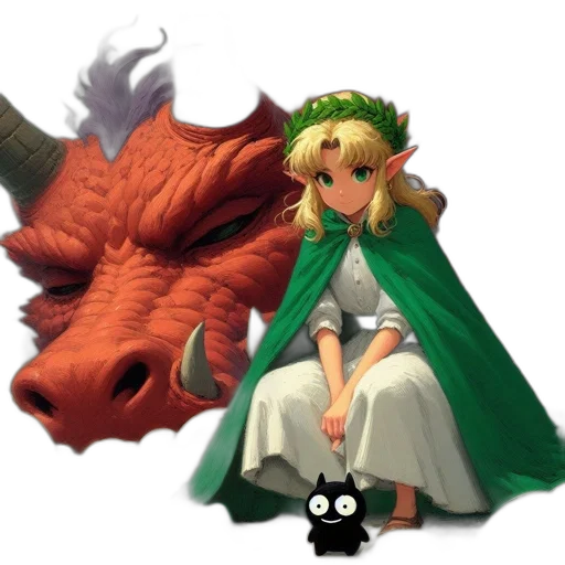 dragon, crown, animal, dress, concept art, fantasy art, pixel art, 3d render transparent PNG cut-out