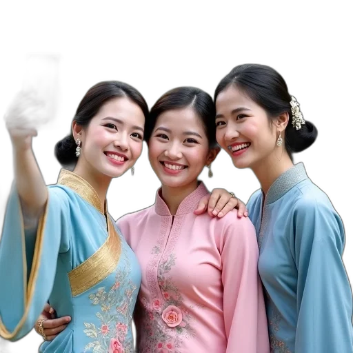 staff, photorealistic, oil painting, pastel, group, three, women, traditional transparent PNG cut-out