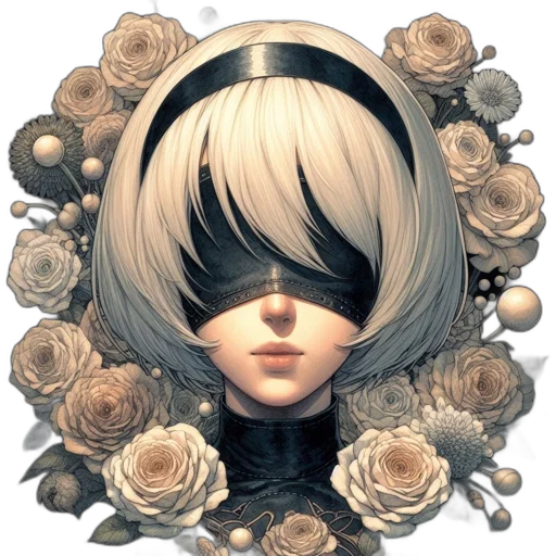 mask, face, crown, flower, concept art, fantasy art, 3d render, photorealistic transparent PNG cut-out