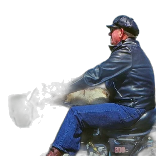 jacket, photorealistic, concept art, watercolor, man, leather, rides, motorcycle transparent PNG cut-out