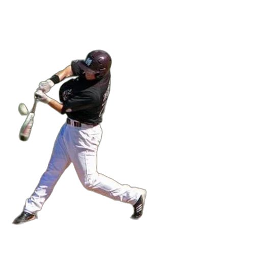 weapon, baseball, player, black, jersey, swings, ball transparent PNG cut-out