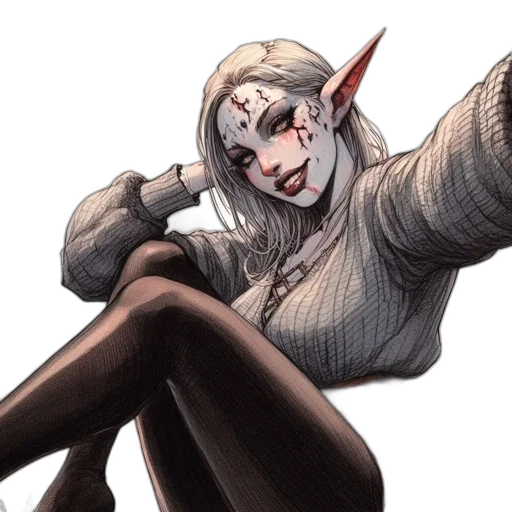 staff, concept art, comic book art, fantasy art, pixel art, illustration, pale-skinned, female transparent PNG cut-out