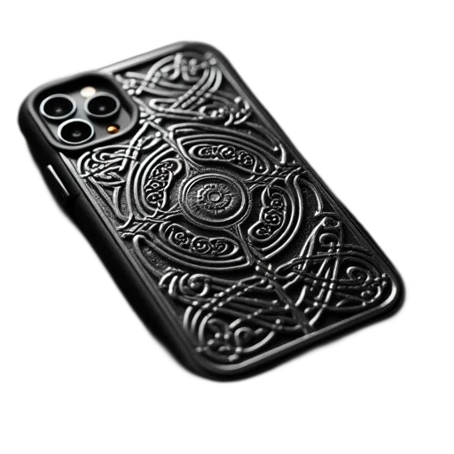 black, ornate, celtic, knot, design, modern, smartphone, case transparent PNG cut-out