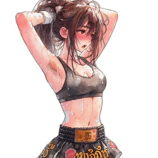 dress, jacket, weapon, hair, watercolor, concept art, anime, pixel art transparent PNG cut-out