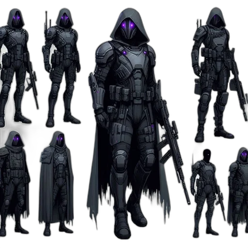 concept art, cyberpunk, fantasy art, 3d render, dark, monochrome, futuristic, armored transparent PNG cut-out