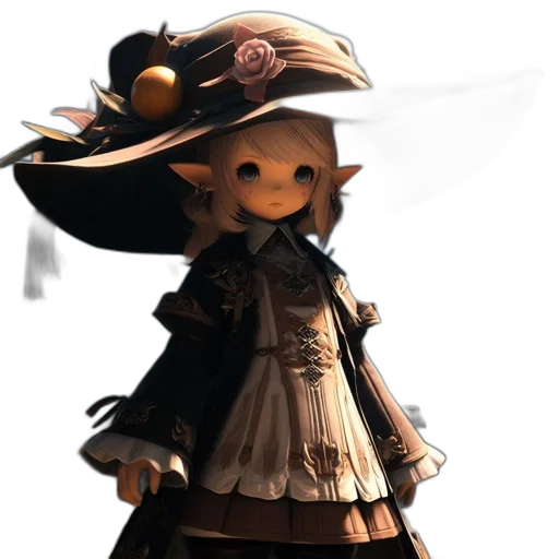 hat, staff, mask, face, concept art, 3d render, fantasy art, photorealistic transparent PNG cut-out