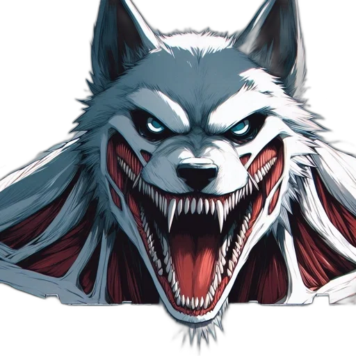 creature, mask, concept art, fantasy art, comic book art, pixel art, illustrated, wolf-like transparent PNG cut-out
