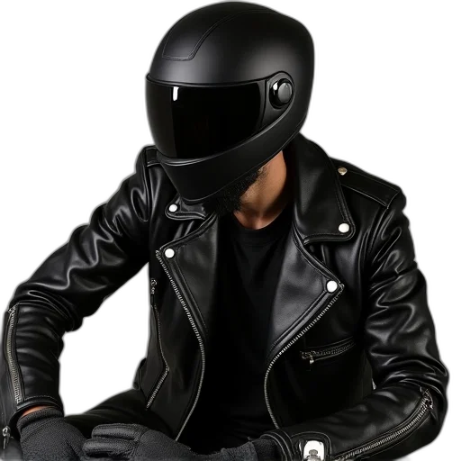 jacket, hat, mask, robot, 3d render, photorealistic, concept art, cyberpunk transparent PNG cut-out