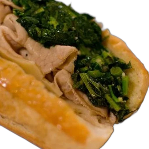 food, close-up, sandwich, turkey, sautéed, greens, white, plate transparent PNG cut-out