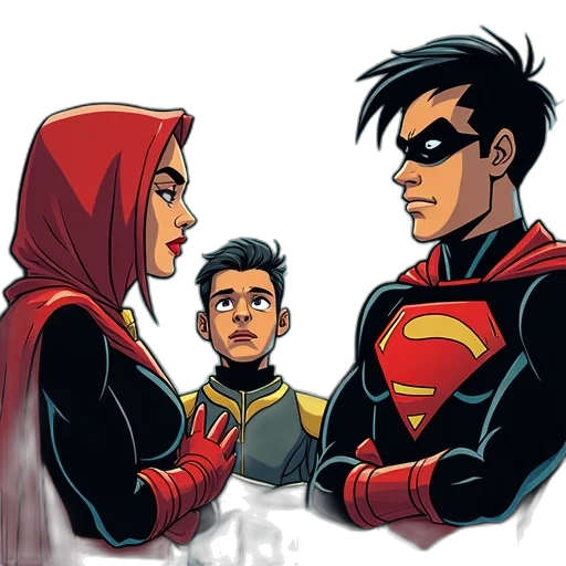 comic book art, concept art, cartoon, red, some, good, interesting, conversation transparent PNG cut-out