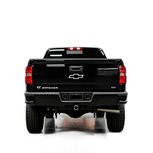 car, black, pickup, truck, parked, garage, rear, end transparent PNG cut-out