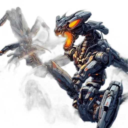 robot, dragon, weapon, concept art, fantasy art, comic book art, pixel art, outer space transparent PNG cut-out