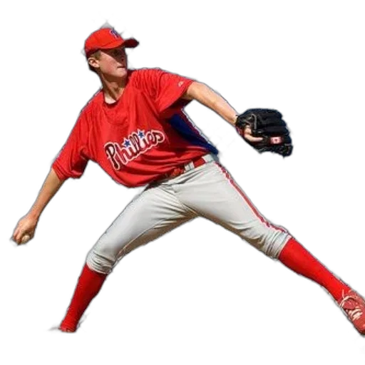baseball, player, red, uniform, word, phillies, about, throw transparent PNG cut-out