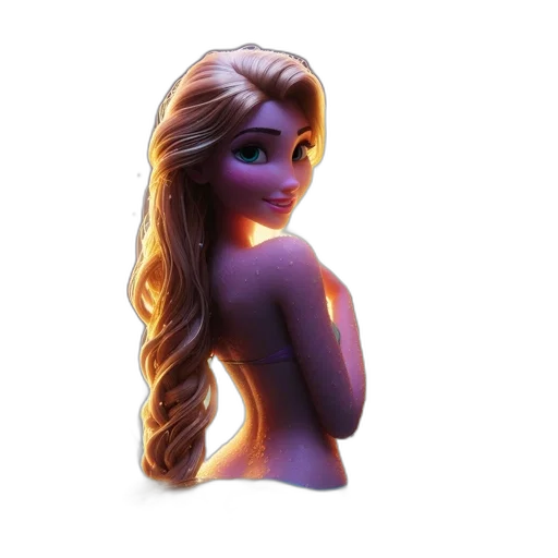 crown, dress, hair, jewelry, 3d render, concept art, fantasy art, cartoon transparent PNG cut-out