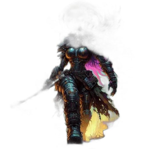robot, mask, dragon, weapon, concept art, fantasy art, cyberpunk, pixel art transparent PNG cut-out