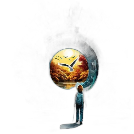 mask, concept art, fantasy art, comic book art, photorealistic, individual, gazes, towards transparent PNG cut-out