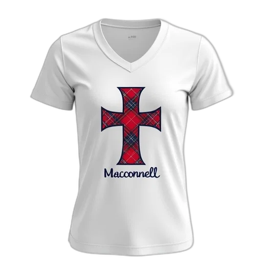 white, t-shirt, red, blue, tartan, patterned, cross, design transparent PNG cut-out
