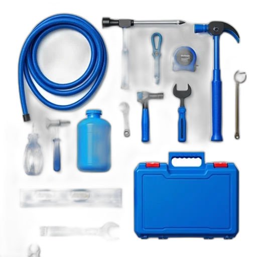 staff, blue, collection, various, tools, equipment, displayed, white transparent PNG cut-out