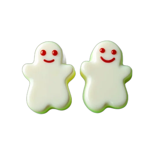 food, jewelry, 3d render, photorealistic, concept art, two, white, ghost-shaped transparent PNG cut-out