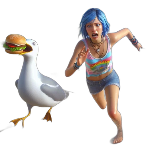 animal, food, creature, concept art, 3d render, photorealistic, pixel art, panicked transparent PNG cut-out