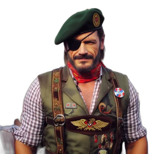 jacket, staff, face, hat, 3d render, concept art, photorealistic, man transparent PNG cut-out