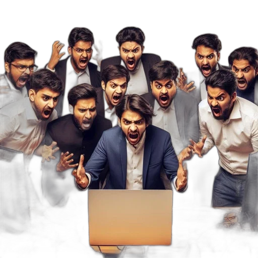 staff, intense, gathering, men, displaying, strong, emotions, surround transparent PNG cut-out