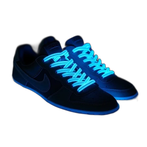 shoes, 3d render, blue, neon transparent PNG cut-out