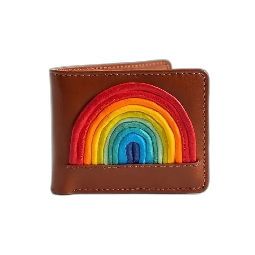 jewelry, hat, colorful, brown, leather, wallet, rainbow-colored, circular transparent PNG cut-out