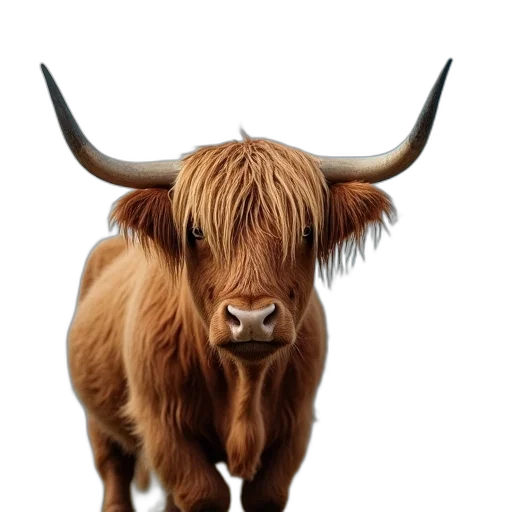 animal, creature, hair, face, photorealistic, 3d render, yak, long transparent PNG cut-out