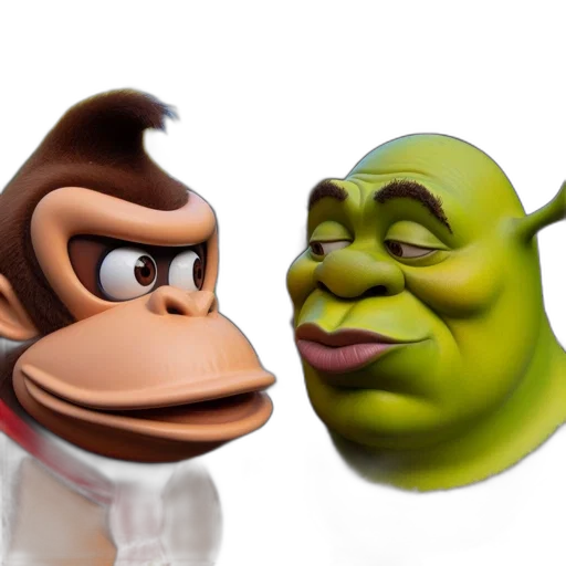 mask, face, 3d render, concept art, photorealistic, two, characters, donkey transparent PNG cut-out
