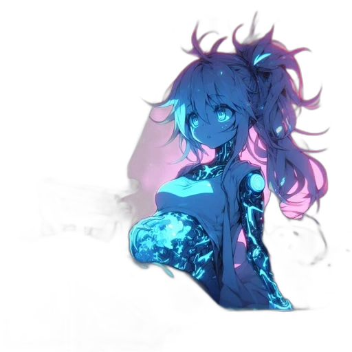 dress, creature, dragon, staff, concept art, anime, pixel art, vaporwave transparent PNG cut-out