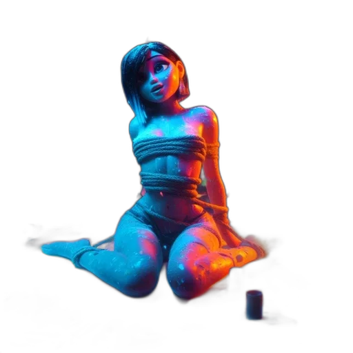 dress, robot, bottle, concept art, 3d render, cyberpunk, pixel art, neon lights transparent PNG cut-out