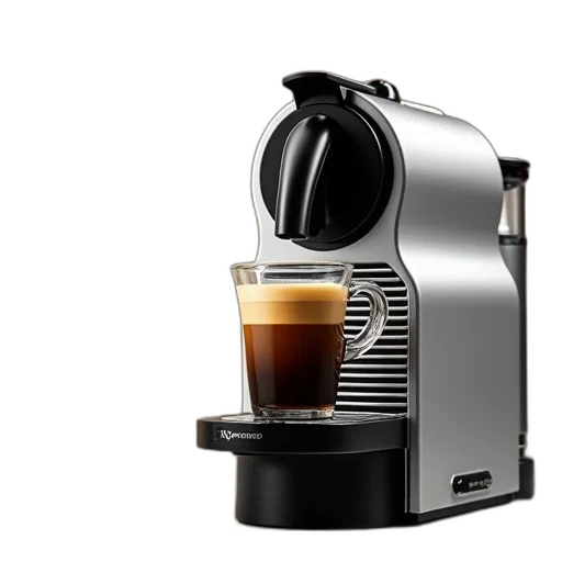 3d render, promotional, advertisement, nespresso, coffee, machines, featuring, silver transparent PNG cut-out