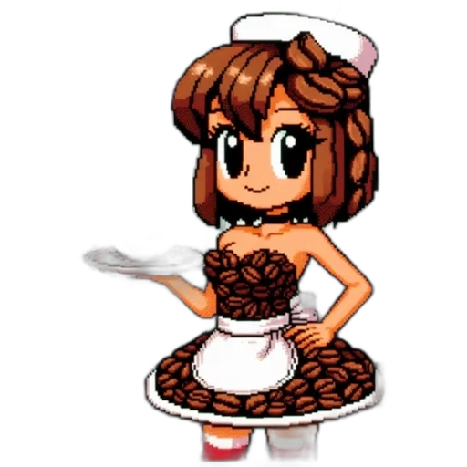 dress, staff, food, pixel art, cartoon, concept art, anime, female transparent PNG cut-out