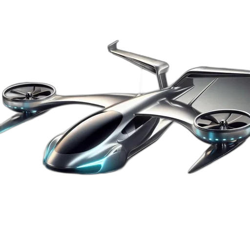 robot, concept art, 3d render, sleek, futuristic, aircraft, vertical, propellers transparent PNG cut-out