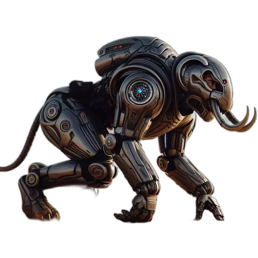 robot, animal, creature, weapon, concept art, 3d render, fantasy art, cyberpunk transparent PNG cut-out