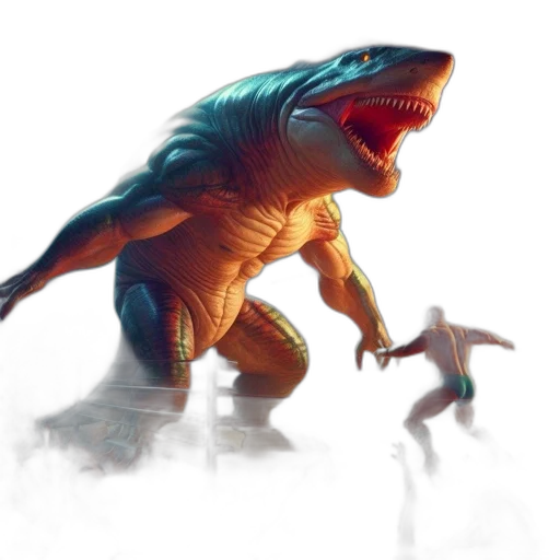 creature, dragon, animal, concept art, fantasy art, 3d render, photorealistic, underwater transparent PNG cut-out