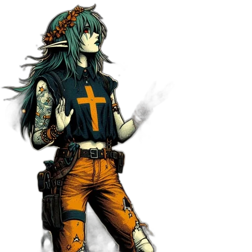 staff, fantasy art, concept art, comic book art, cyberpunk, green, individual, teal transparent PNG cut-out