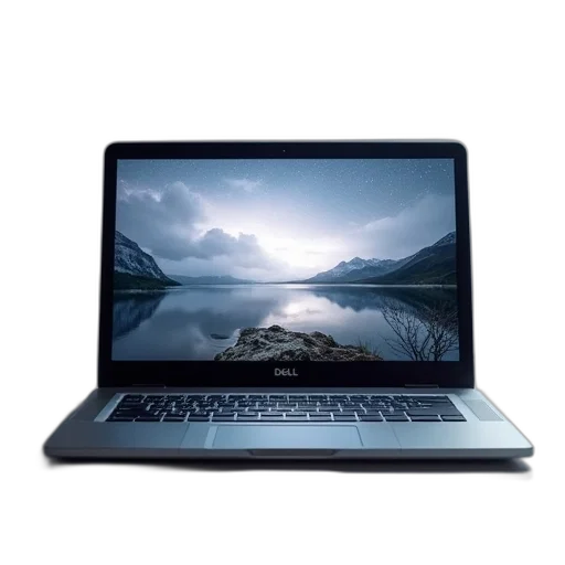 dell, laptop, computer, open, silver, screen transparent PNG cut-out