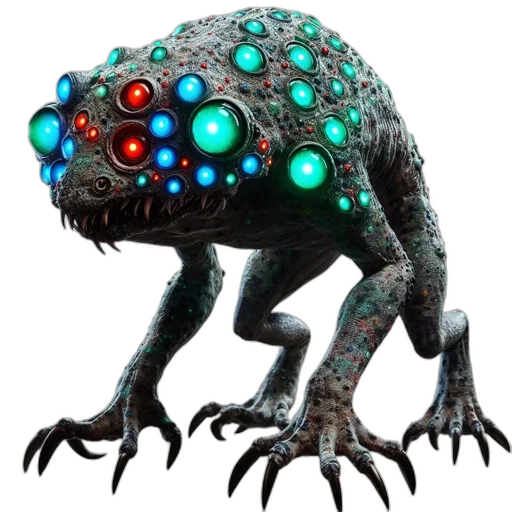 creature, robot, animal, staff, concept art, 3d render, fantasy art, cyberpunk transparent PNG cut-out