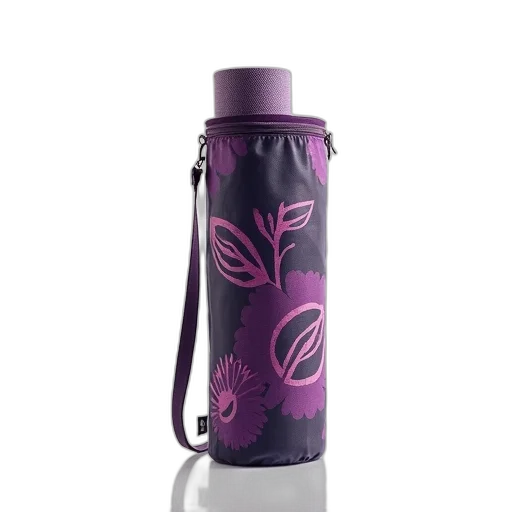 bottle, 3d render, purple, black, patterned, yoga, mat, bag transparent PNG cut-out
