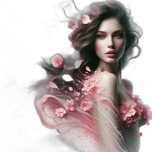 dress, flower, photorealistic, fantasy art, concept art, watercolor, red, pastel transparent PNG cut-out